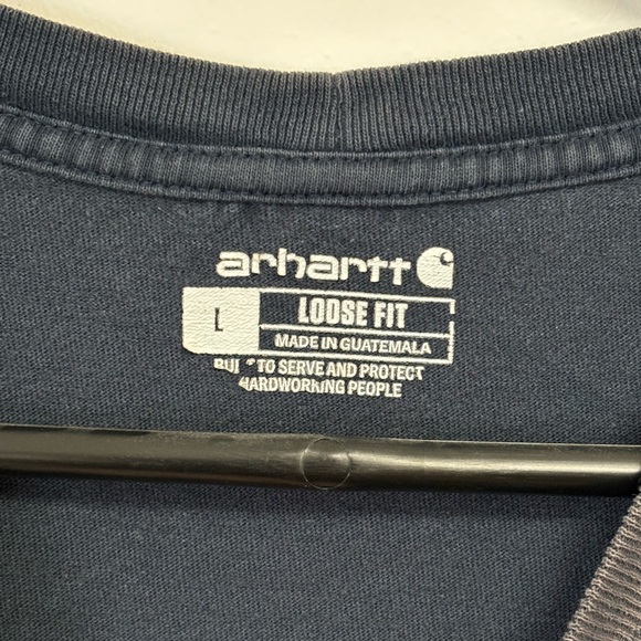 Carhartt Perfectly Worn Faded Distressed Navy Short Sleeve Tee - Picture 8 of 9